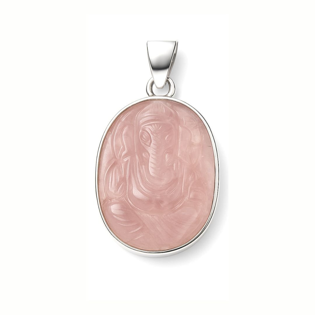Ganesh Ji Rose Quartz Pendant